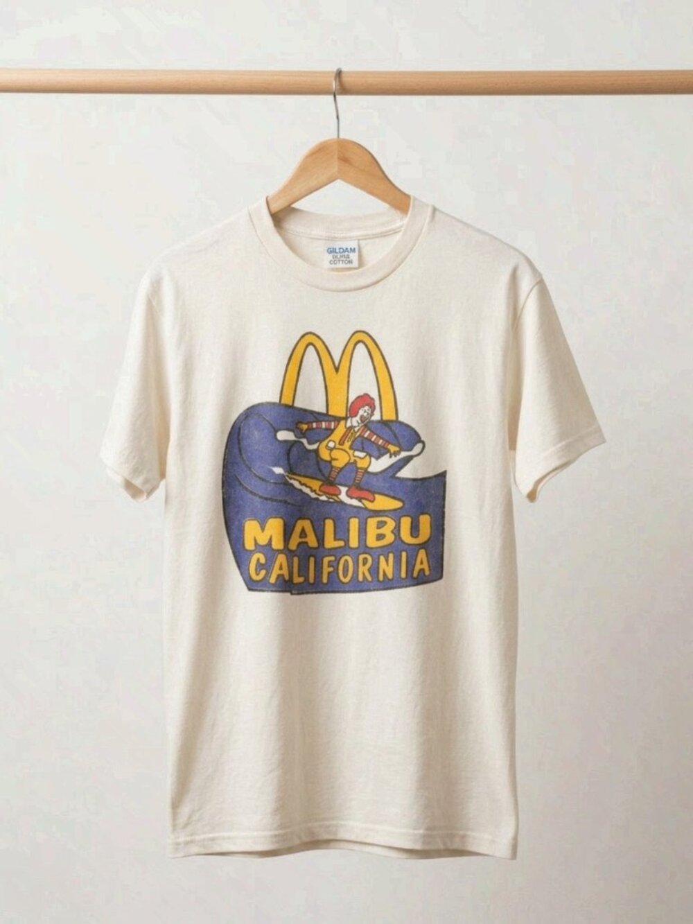 McDonald's Malibu California Washed Aged Vintage T-Shirt Graphic Reprint